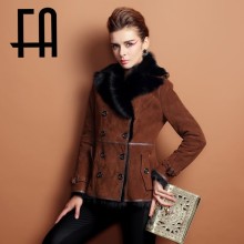 2015 FA real double face fur coat/leather jacket pattern of natural winter fur coat for women fashion