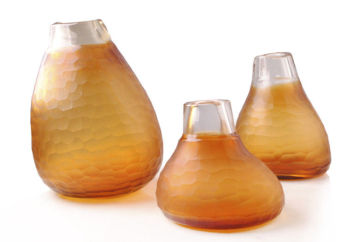 Orange Modern Colored Glass Vase For Restaurant / Exterior Decoration