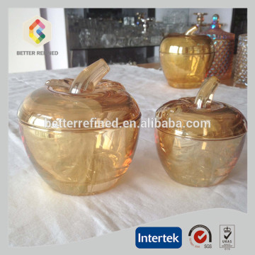 Gold Apple Shaped Candy Glass Jar