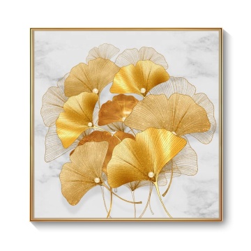 Golden Ginkgo Leaf Home Decoration Crystal Porcelain Painting - New and Simple Atmosphere