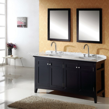 Espresso Finished Freestanding Wooden Double Mirrors Bathroom Vanity