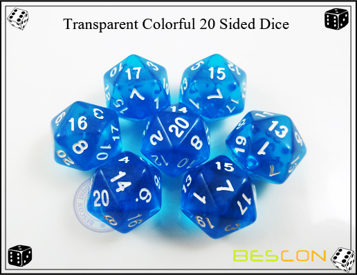 Transparent Colorful 20 Sided Dice-3 Transparent Colorful 20 Sided Dice-3