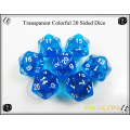 Transparent Different Colored Polyhedral 20 Sided Dice