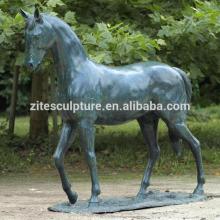 Outdoor Garden antique patina small brass horse sculpture