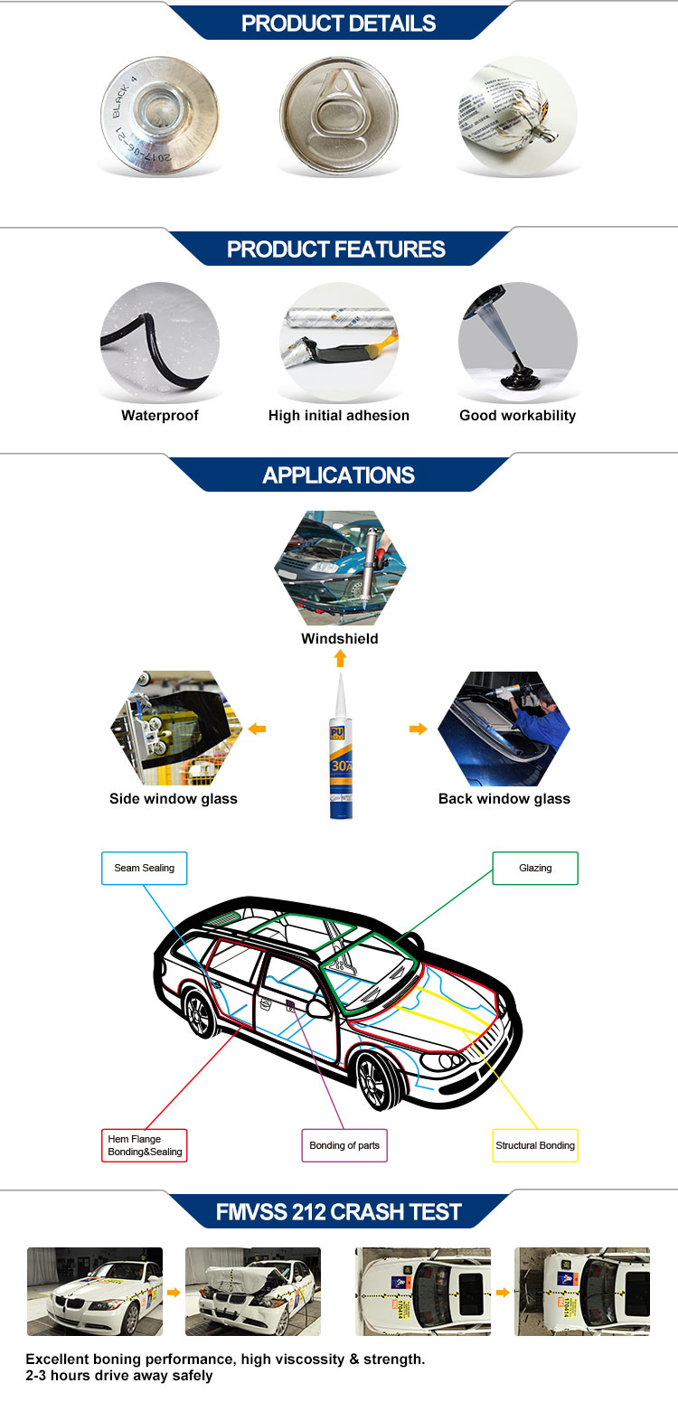 Factory Direct Adhesivo de poliuretano de parabrisas Autoglass PU Sealant