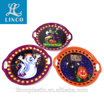 Halloween Design Plastic Round Dinner Plates With Handle