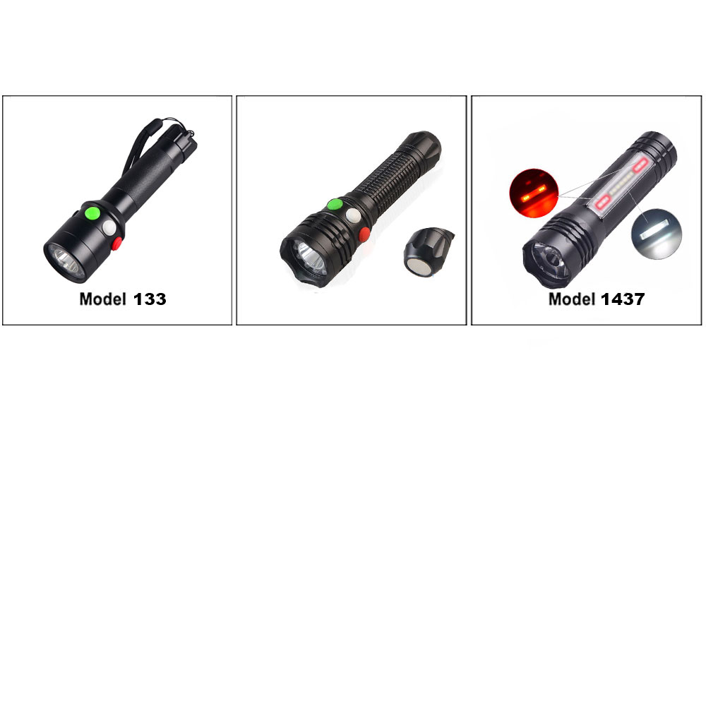 USB Rechargeable Magnet Base Signal Traffic Wand Baton LED Flashlight With Red Flashing Mode