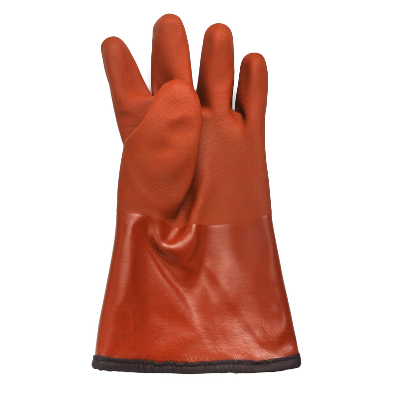 Brown PVC Cold proof work gloves Cashmere lining