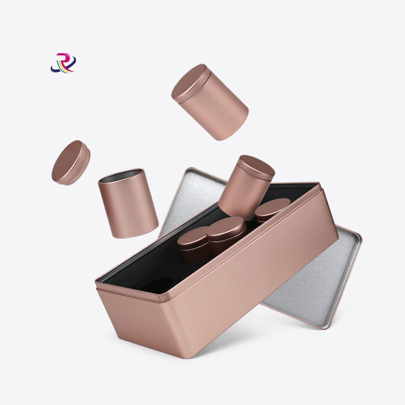 Rose Gold Round Square Small Tin Box