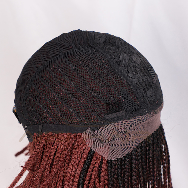Aisi Hair Vendor Wholesale Ombre Red Afro Twist Box Braided Lace Frontal Wigs Synthetic Hair For Black Women Lace Front Wig