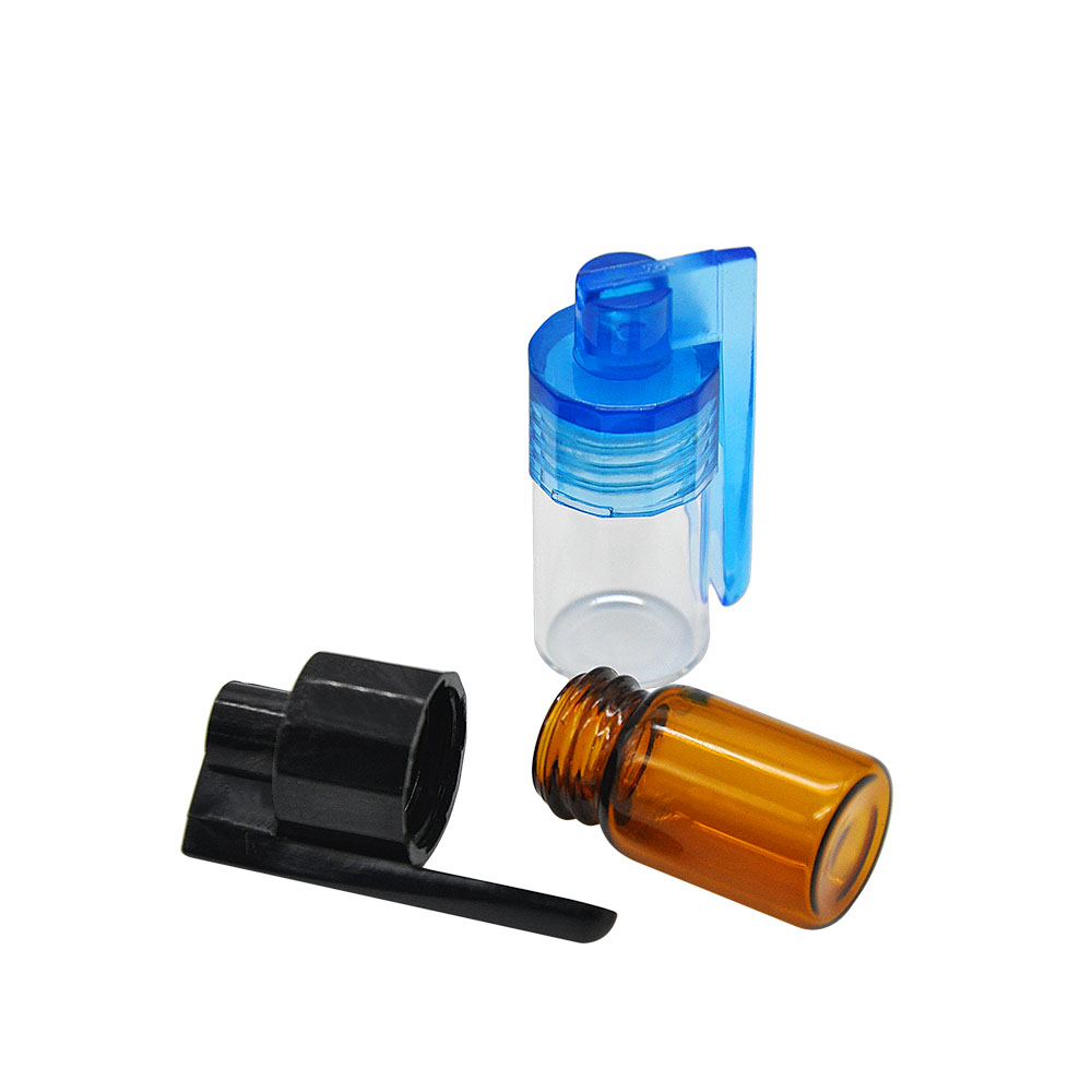 glass pill box with cap sniff snuff spoon amber and clear bottle optional glass and plastic 36mm