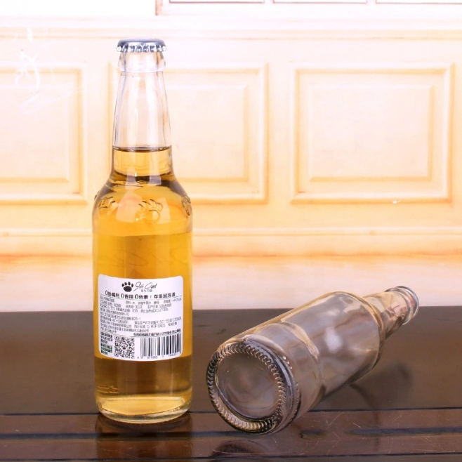 Top Quality Amber and Clear Empty Glass Beer Bottle with Metal Crown Lid