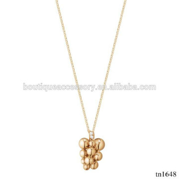 Gold Grape Beads Diamonds Pendant Necklace