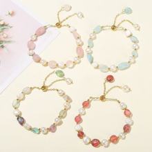 Irregular Natural Amethyst Woven Chain Bracelet