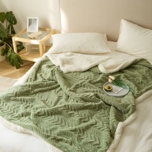 Christmas Pineapple Plaid Coral Braided Fleece and Sherpa Blanket