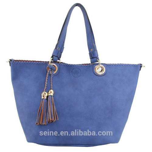 2014 high quality blue PU leather women handbag