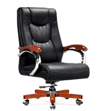 Office Furniture Oak Armrest Chair Genuine Leather Chair Luxury Executive Chair