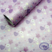 Purple Heart Printed Flower Wrapper Paper Roll