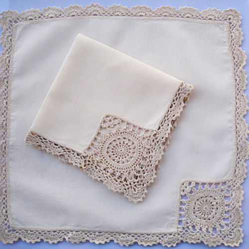 Dentelle de broderie mouchoir blanc de haute qualité