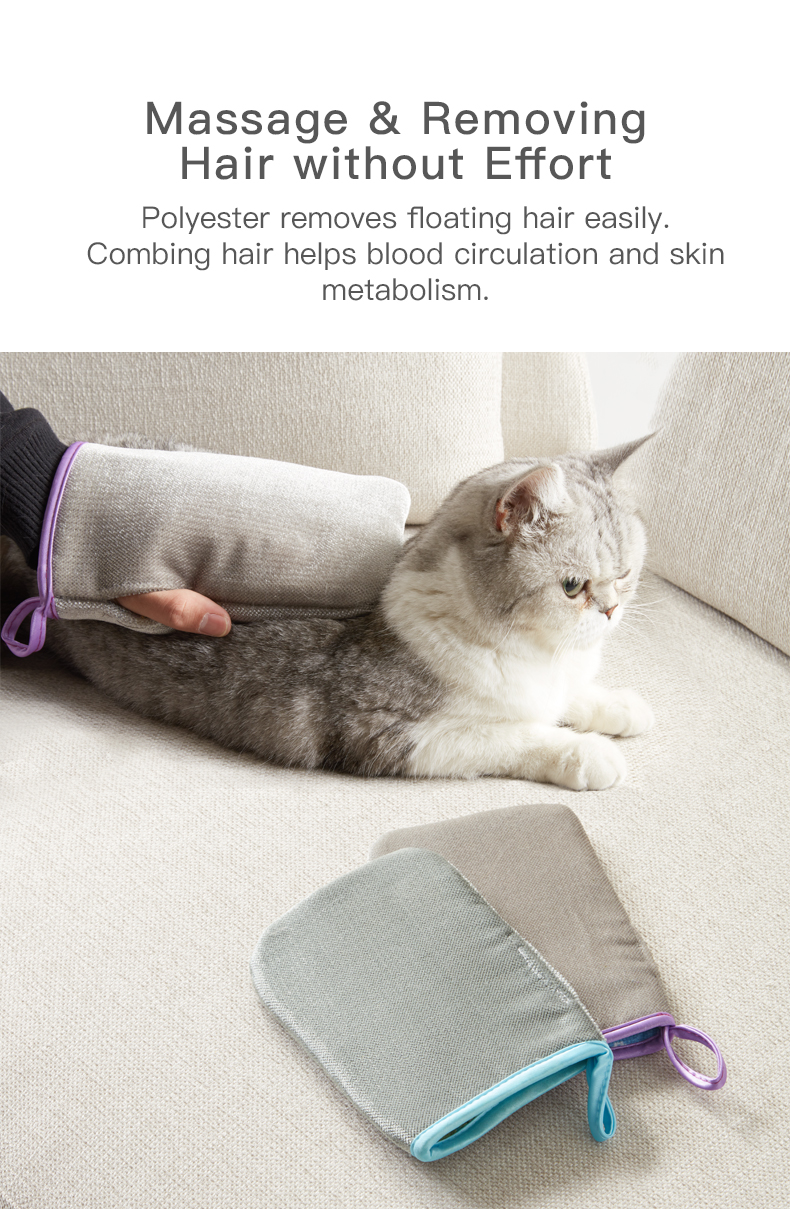 Pet hair combing gloves