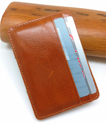 Boshiho vintage oil waxy cowhide leather magic minimalist wallet