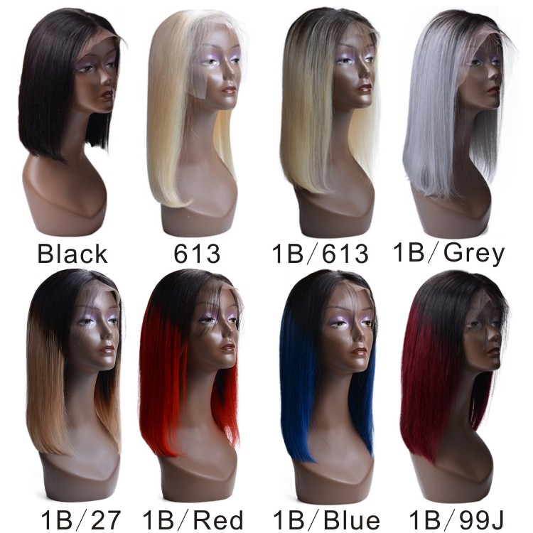 Cheap Raw Virgin Hair Short Bob Wigs Ombre Peruvian Hair Wigs Pink Lace Front Human Hair Wigs For Black Women