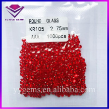 Wholesale 2.75mm 3.25mm Brilliant Round Shape Glass Ruby Red Color Synthetic Glass Gemstone