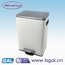 Foot pedal household dustbin with leather