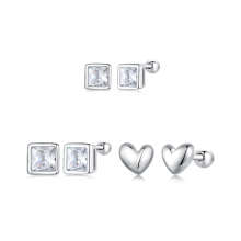 Factory Price Geometry 925 Sterling Silver Zircon Earrings