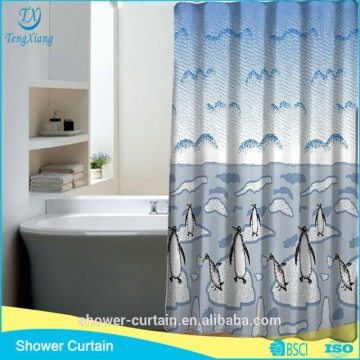 penguin pattern polyester fabric shower curtains