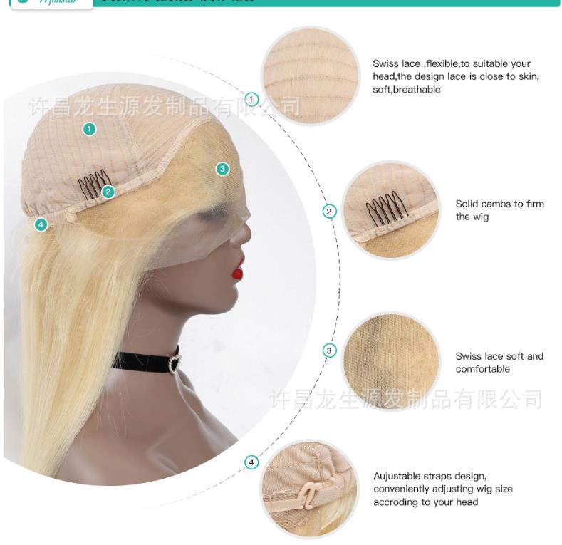 Remy 613 Full Lace Wig Virgin Human Hair, Body Wave Transparent Swiss Lace Full Lace Wig Blonde Colour #613 For Black Women