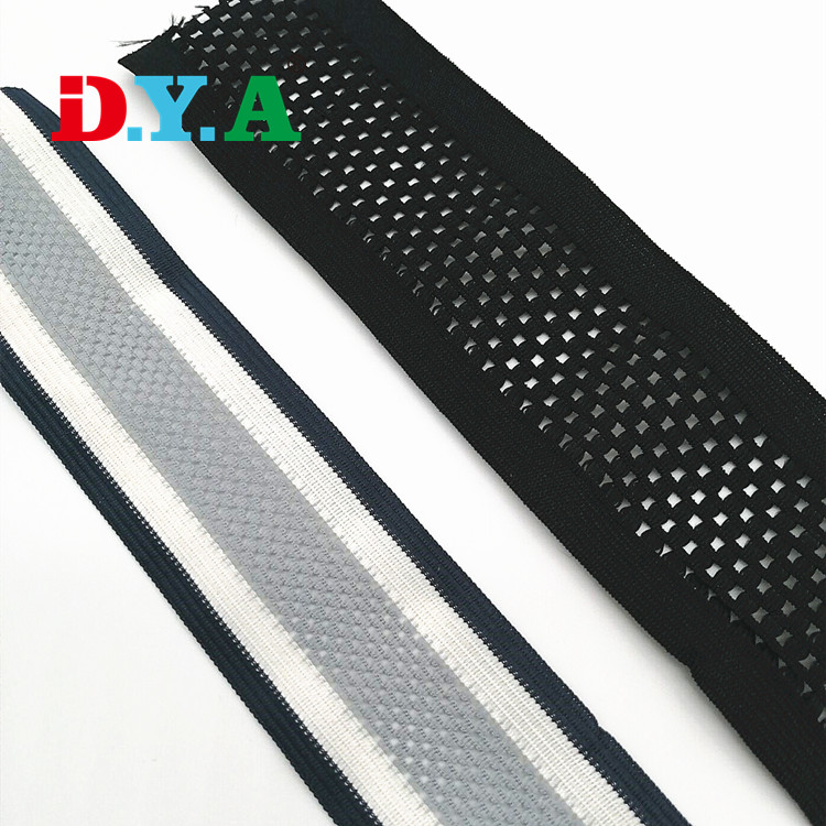 Multi Colors Flat Polyester Mesh Knitted Tape Webbing Band For Garment