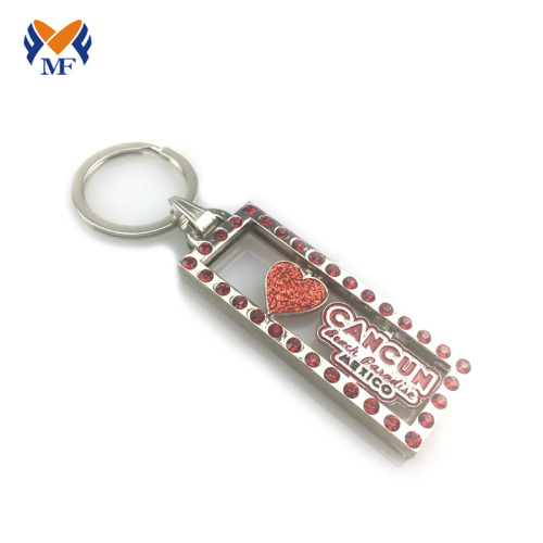 Petikan enamel glitter lovechain keychain untuk teman lelaki