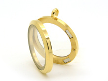 PVD/IP 18K gold plated glass charms locket