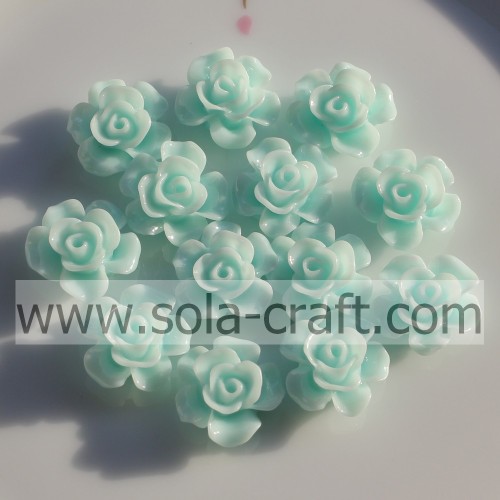 Factory Wholesale 15MM Solid Color Resin Flower Beads