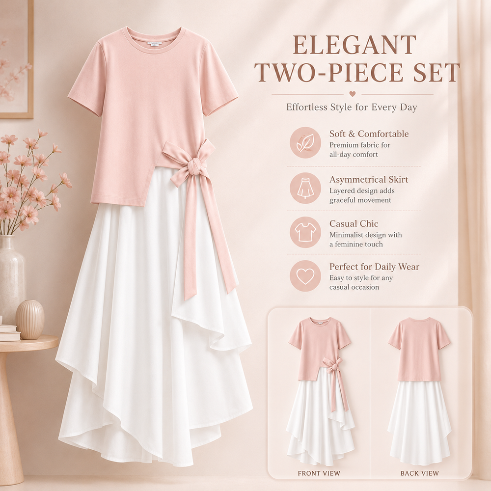 Хлопковая униформа с завязками по бокам и разделенным подолом Cotton Side Tie Split Hem Uniform