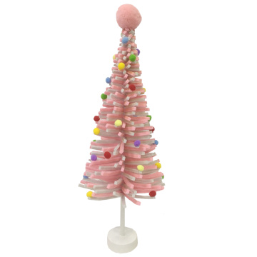 Mini pink felt christmas tree desktop decoration