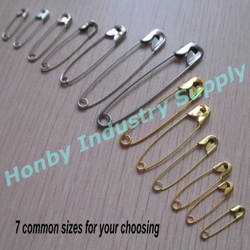 Decorative 19mm-55mm Gold & Silver Colored Metal Safety Pins