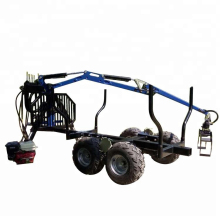 Gas Powered Log Trailer with Crane - 3.4m ATV Forestry Trailer with Crane and Log Grapple