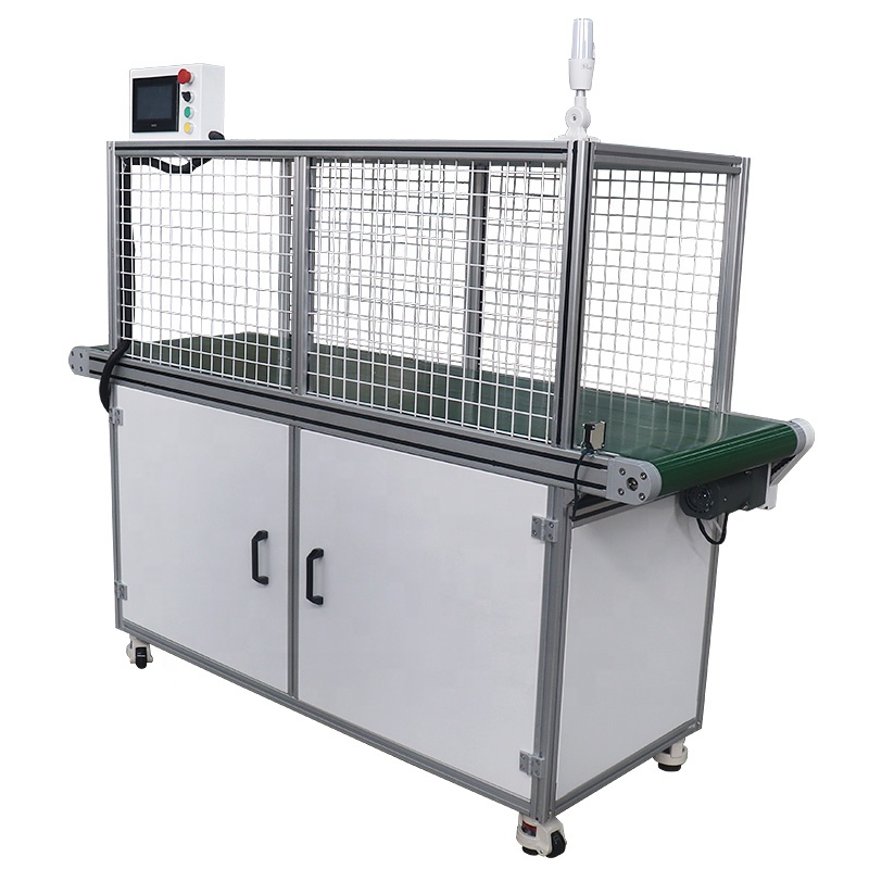 Factory Direct Selling Custom Industrial Production Line PVC Belt Conveyor with Protection fence and lockers