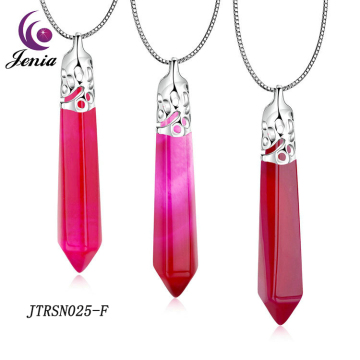 Jenia Natural Gemstones Pointed Colorful Pendant Charm Stone Necklace