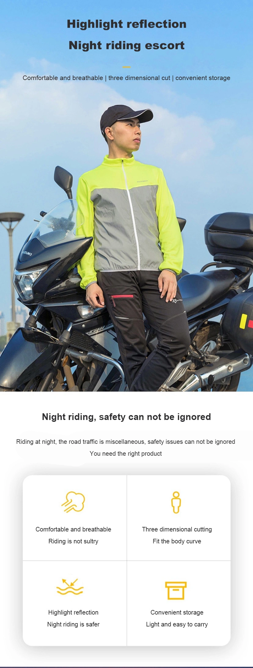 2021 Breathable Safety Clothing High Visibility Riding Clothing Reflective Safety Cycling Clothing