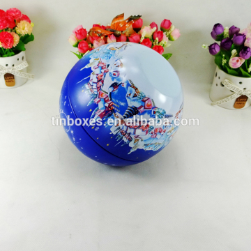 Christmas wholesale candy storage sphere tin can