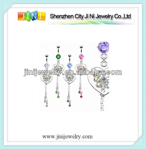 heart belly ring navel chain