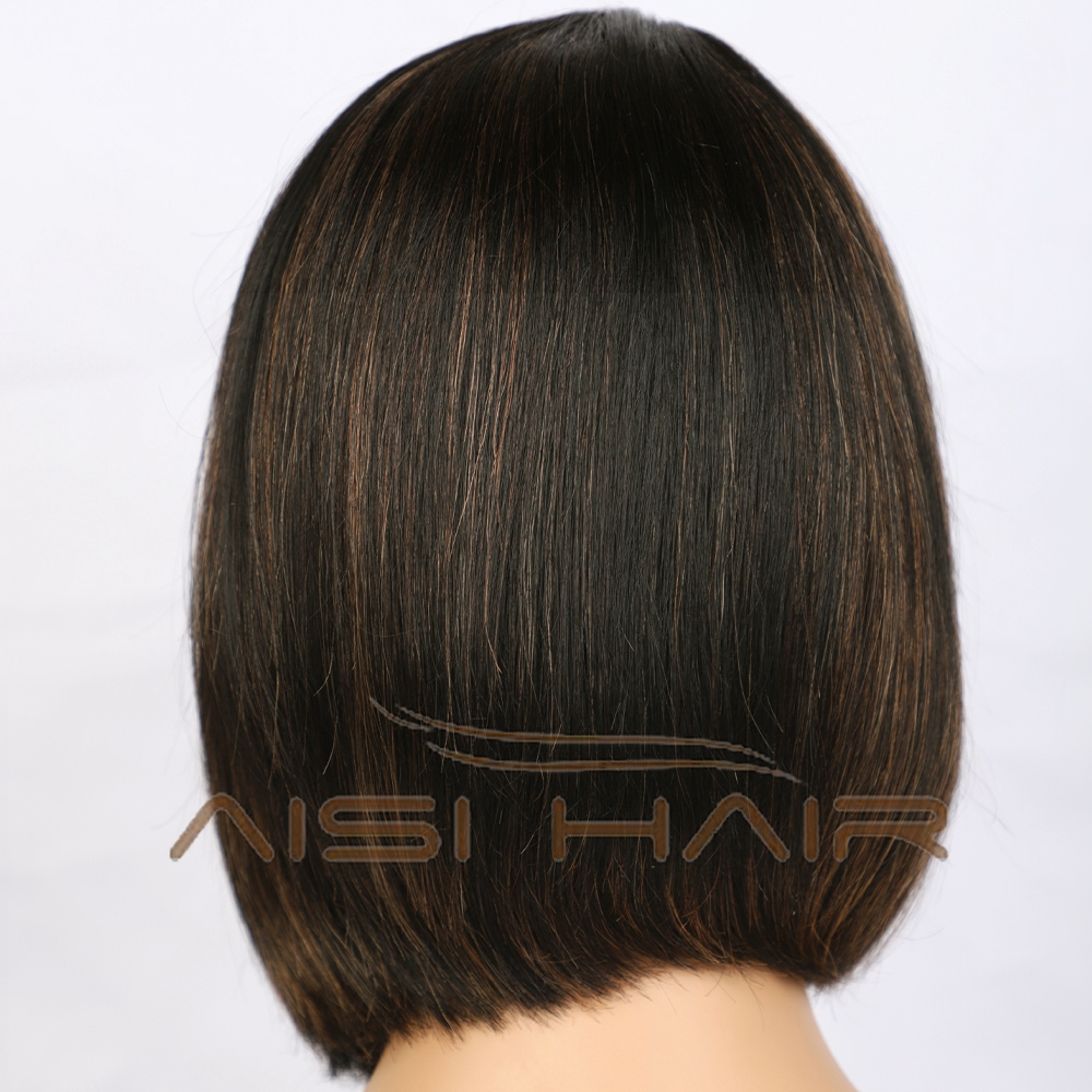 Aisi Hair Cheap Vendors  Black Mixed Brown Bob Short Highlight Low Price Brazilian Straight Lace Wig 100% Human Hair