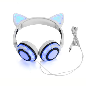 Auriculares recargables con orejas de gato, juego de auriculares para niñas y niños