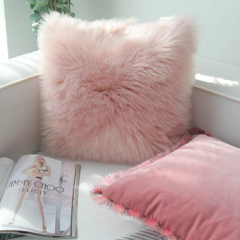 Faux Fur Throw Pillow Case Cushion Cover for Sofa Bedroom