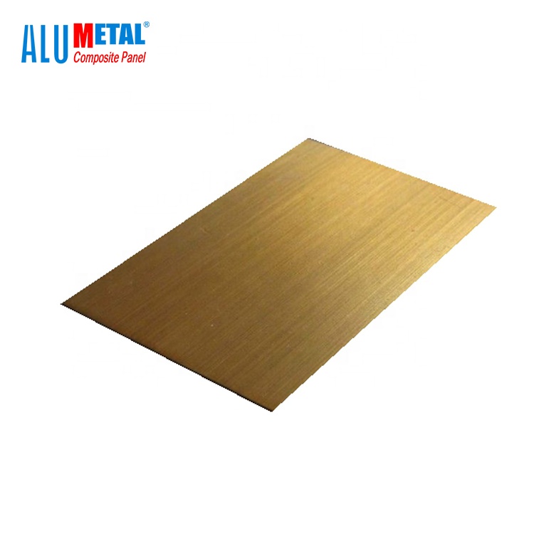 gold brushed aluminium composite panel acp sheet dibond in shanghai