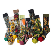 Colorful Floral Fishnet Cotton Socks for Women
