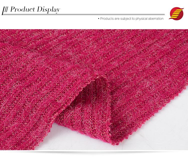 Good price fashion acrylic polyester blend wholesale mohair thick rib knit fabric